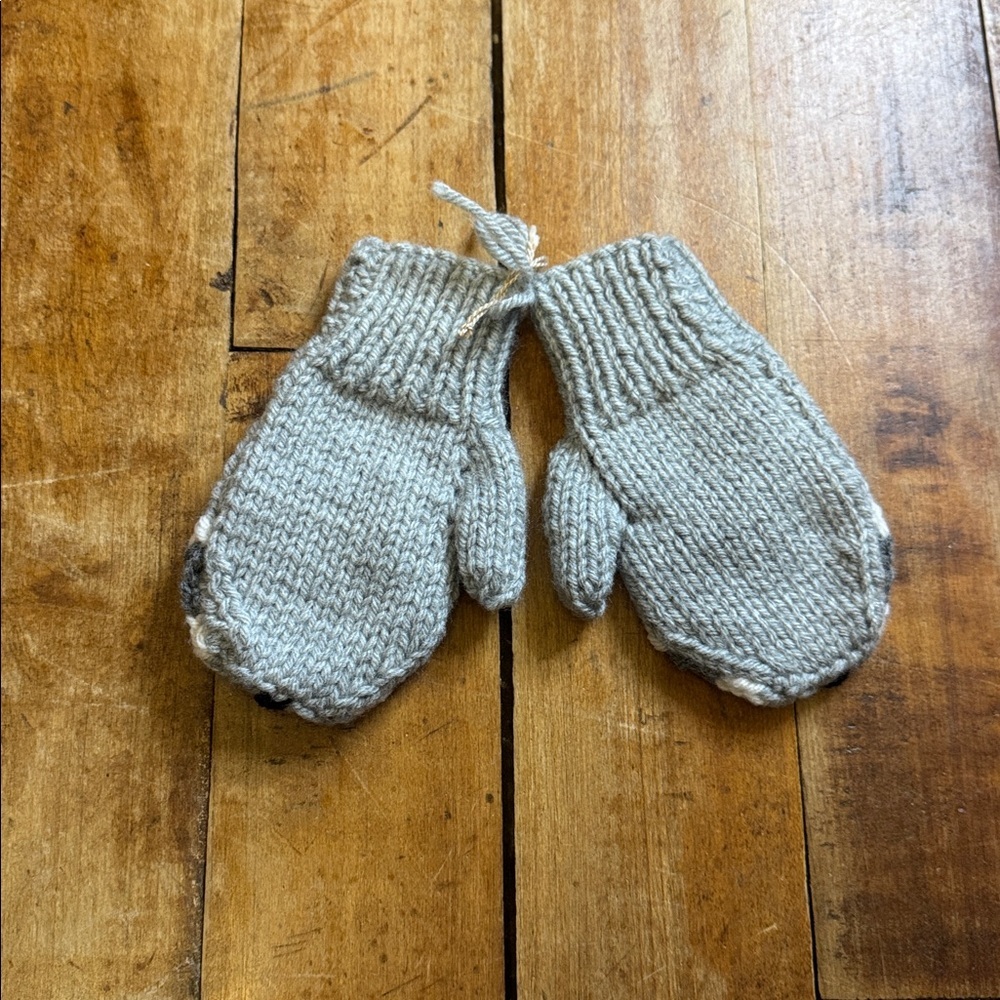 Handmade mittens toddler gray animal mittens unisex new never worn - Picture 3 of 4